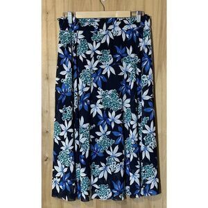 Modern Attraction Women’s Size Large Black Floral Pull On Midi Skirt